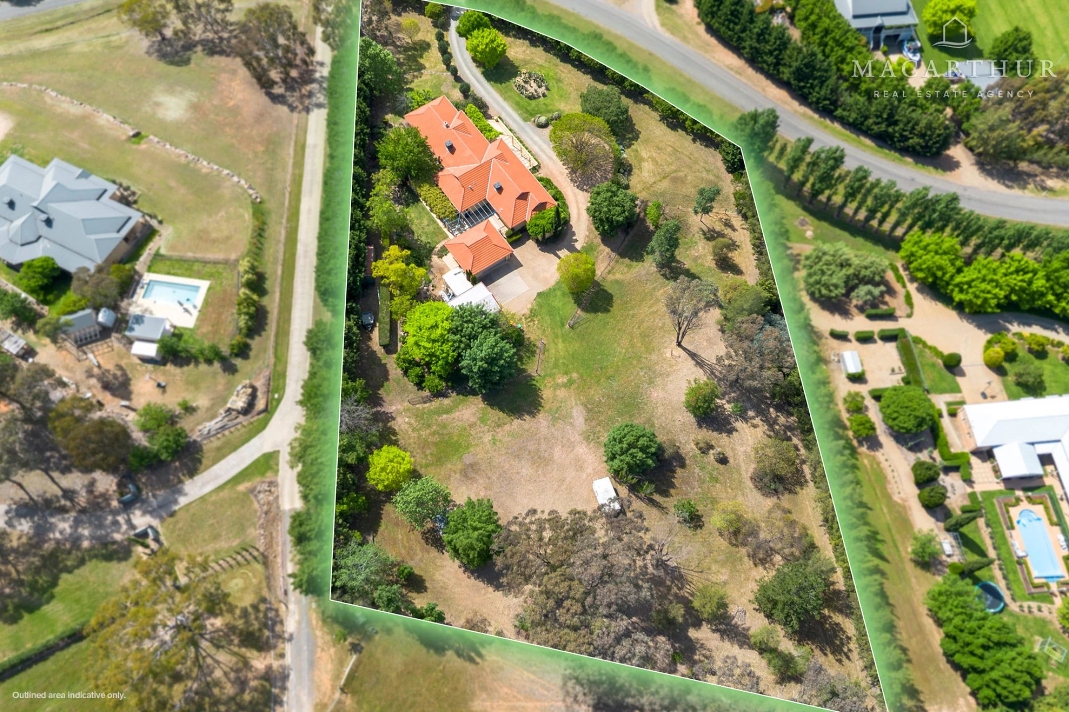 Aerial view of the block at 2 Casuarina Place